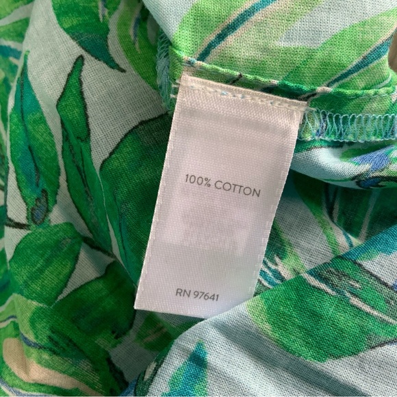 J. Jill Floral Blue/Green  Cotton Top V-Neck. Women’s Size Large. - Picture 6 of 6